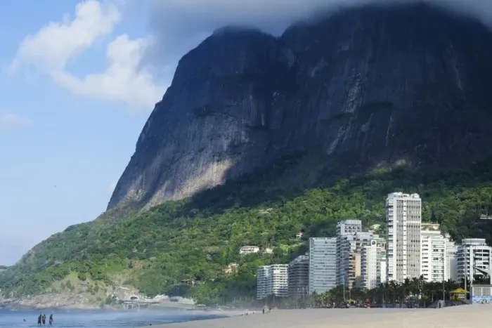 Framed Print : Sao Conrado beach and the Pedra da Gavea in Rio de Janeiros southern zone, Rio de Janeiro Framed Print : Sao Conrado beach and the Pedra da Gavea in Rio de Janeiros southern zone, Rio de Janeiro