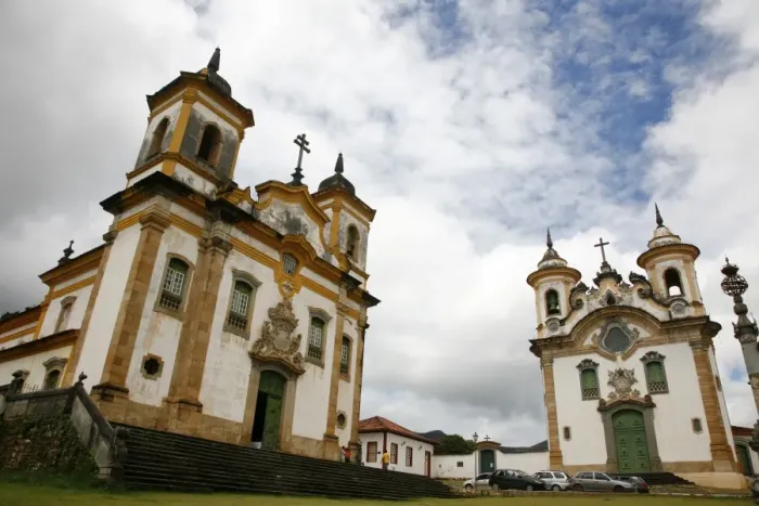 Framed Print : Sao Francisco de Assis (St. Francis of Assisi) and Nossa Senhora do Carmo (Our Lady of Mount Carmel) churches at Praca Minas Gerais, Mariana, Minas Gerais, Brazil, South America Framed Print : Sao Francisco de Assis (St. Francis of Assisi) and Nossa Senhora do Carmo (Our Lady of Mount Carmel) churches at Praca Minas Gerais, Mariana, Minas Gerais, Brazil, South America