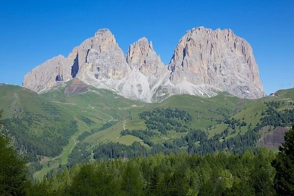 Sassolungo Group, Sella Pass, Trento and Bolzano Provinces, Italian Dolomites, Italy, Europe