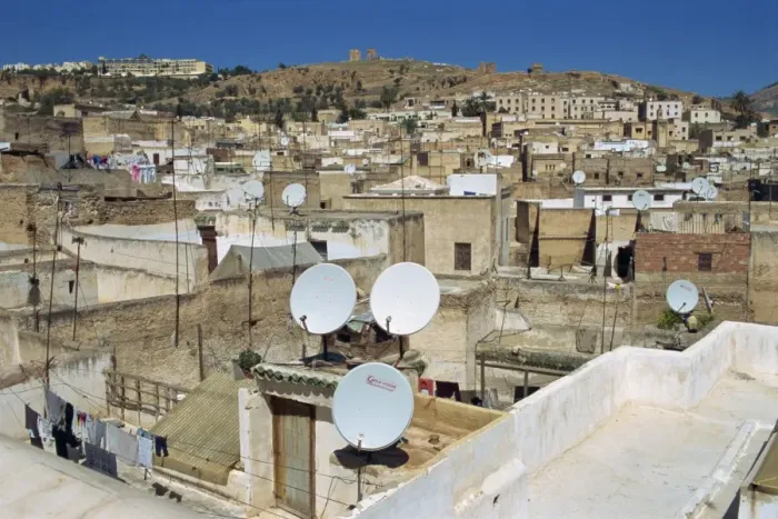 Framed Print : Satellite dishes in the old city or medina Framed Print : Satellite dishes in the old city or medina