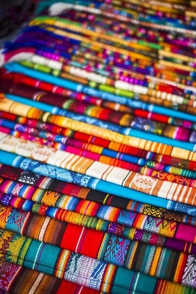 Scarves for sale in Otavalo Market, Imbabura Province, Ecuador, South America