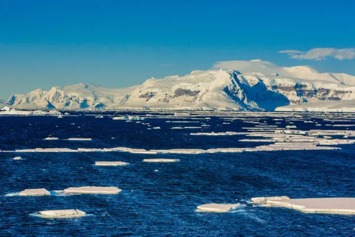 Framed Print : Scenic view of the glacial ice and floating icebergs in Antarctica Framed Print : Scenic view of the glacial ice and floating icebergs in Antarctica