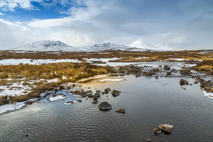 Framed Print : Scenic view of mountains and frozen water near Bridge of Orchy, Highlands, Argyll and Bute Framed Print : Scenic view of mountains and frozen water near Bridge of Orchy, Highlands, Argyll and Bute