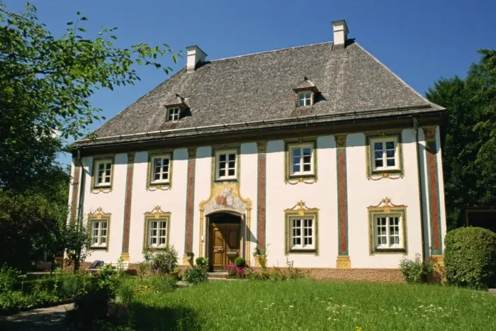 Framed Print : Schiffhort building by lake Framed Print : Schiffhort building by lake