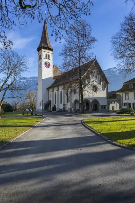 Framed Print : Schlosskirche Interlake, Interlaken, Jungfrau region, Bernese Oberland, Swiss Alps Framed Print : Schlosskirche Interlake, Interlaken, Jungfrau region, Bernese Oberland, Swiss Alps