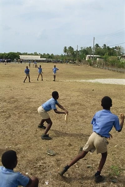 School boys playing cricket