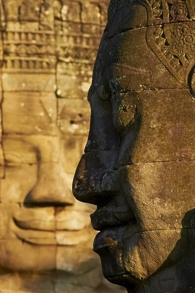Detail of sculpture, Bayon temple, dating from the 13th century, Angkor