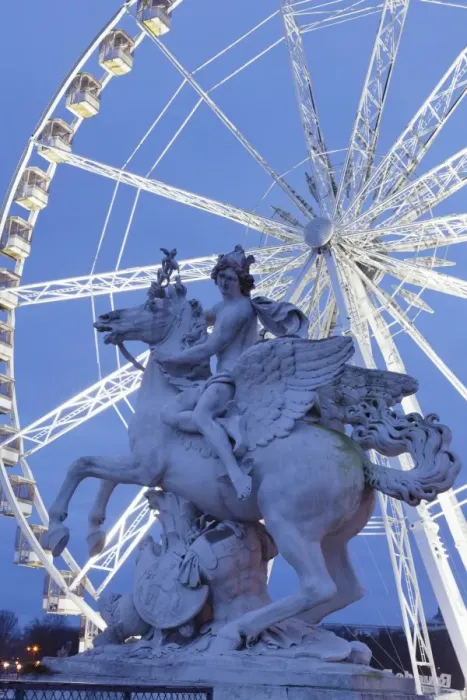 Framed Print : Sculpture and big wheel, Place de la Concorde, Paris, Ile de France, France, Europe Framed Print : Sculpture and big wheel, Place de la Concorde, Paris, Ile de France, France, Europe