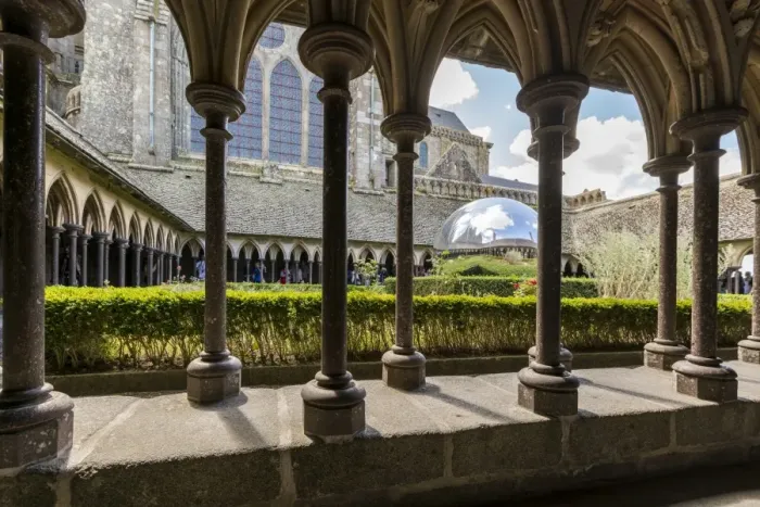 Framed Print : Sculpture in the cloister of Mont Saint-Michel Abbey, UNESCO World Heritage Site Framed Print : Sculpture in the cloister of Mont Saint-Michel Abbey, UNESCO World Heritage Site