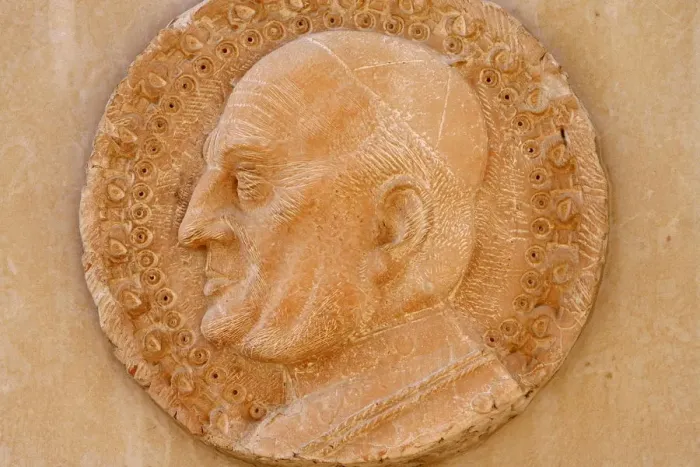 Framed Print : Sculpture depicting Pope John XXIII, Annunciation Basilica, Nazareth, Galilee, Israel Framed Print : Sculpture depicting Pope John XXIII, Annunciation Basilica, Nazareth, Galilee, Israel