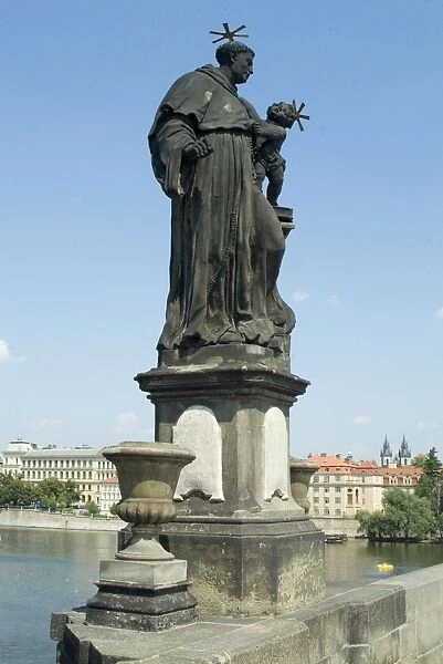 Sculpture detail, Charles Bridge, Prague, Czech Republic, Europe