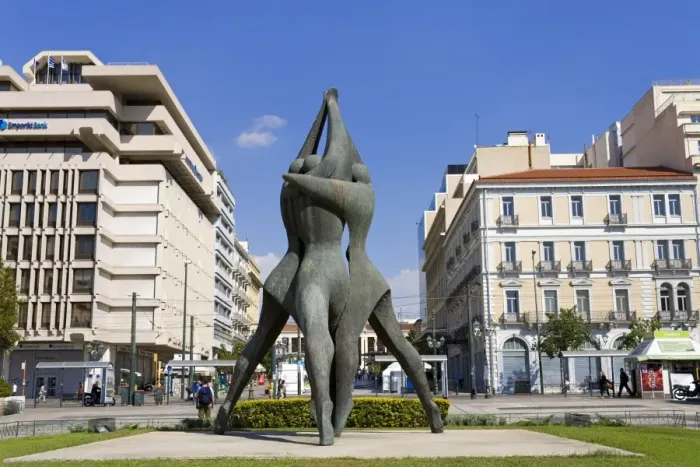 Framed Print : Sculpture in Klafthmonos Square, Athens, Greece, Europe Framed Print : Sculpture in Klafthmonos Square, Athens, Greece, Europe