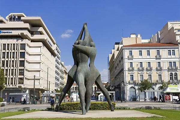 Sculpture in Klafthmonos Square, Athens, Greece, Europe