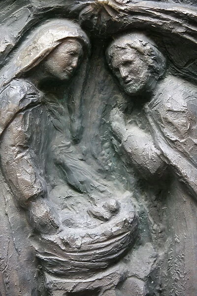 Sculpture of the Nativity on the Notre Dame door, Saint-Pierre de Montmartre church