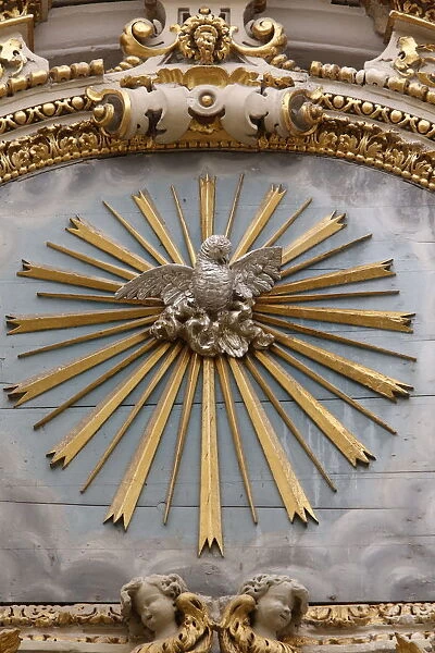 Sculpture of the Phoenix, symbol of Resurrection in Sant Irene church, Lecce, Apulia