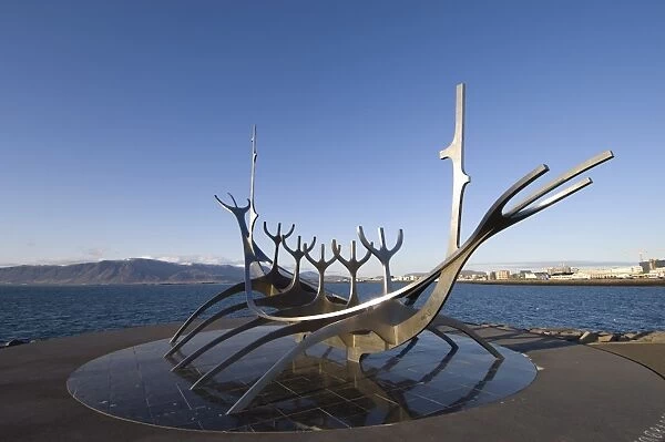 Sculpture of a Viking ship by Jon Gunnar Arnason, Reykjavik, Iceland, Polar Regions