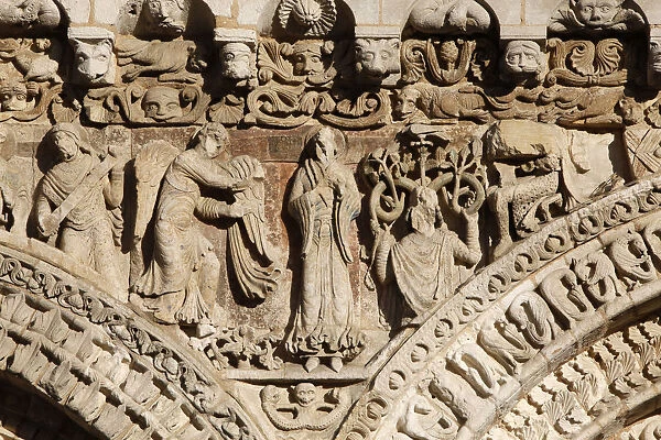 Sculptures on the western facade of Notre Dame la Grande church, Poitiers, Vienne