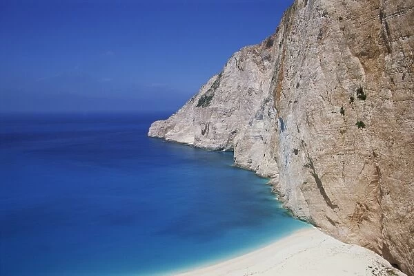 Sea and cliffs at Shipwreck Cove on Kefalonia