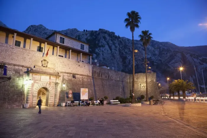 Framed Print : Sea Gate at night in the fortified told town of Kotor, UNESCO World Heritage Site Framed Print : Sea Gate at night in the fortified told town of Kotor, UNESCO World Heritage Site