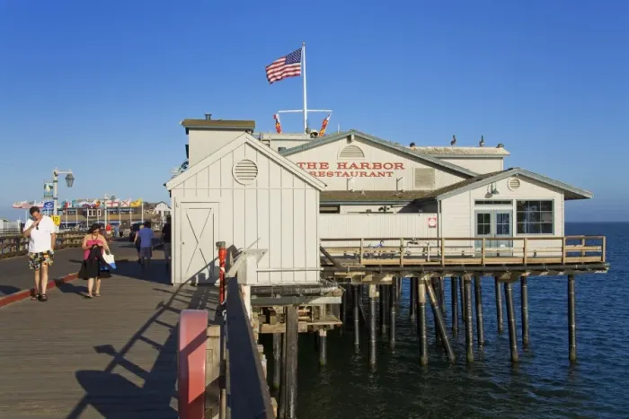 Framed Print : Seafood Restaurant on Stearns Wharf, Santa Barbara Harbor, California, United States of America Framed Print : Seafood Restaurant on Stearns Wharf, Santa Barbara Harbor, California, United States of America