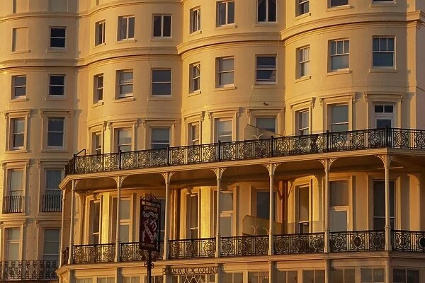 Seafront facade bathed in dusk light, Brighton, Sussex, England, United Kingdom, Europe