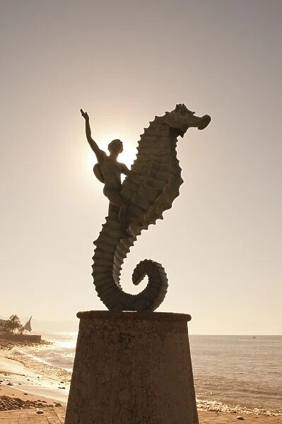 The Seahorse sculpture on the Malecon, Puerto Vallarta, Jalisco, Mexico, North America
