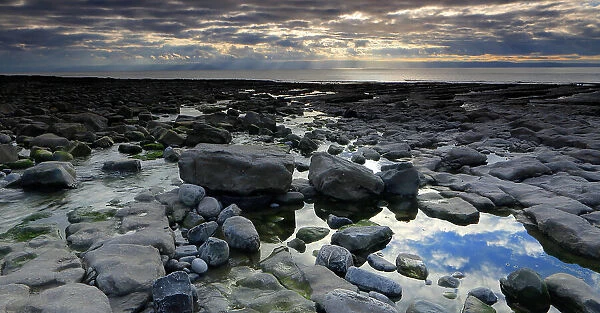 Seascape from Nash Point looking across The Bristol Channel, South Wales, United Kingdom, Europe