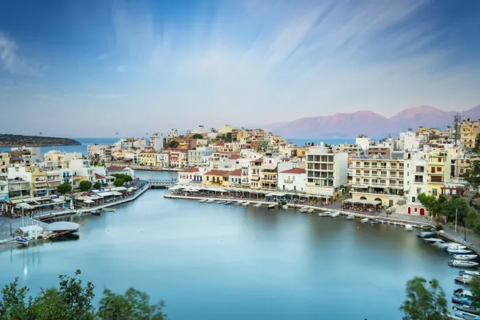 Framed Print : Seaside town resort of Agios Nikolaos by lake Voulismeni, Lasithi prefecture, Crete Framed Print : Seaside town resort of Agios Nikolaos by lake Voulismeni, Lasithi prefecture, Crete