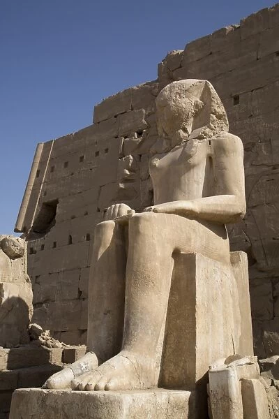 Seated Colossus in front of 8th Pylon, Karnak Temple, Luxor, Thebes, UNESCO World Heritage Site