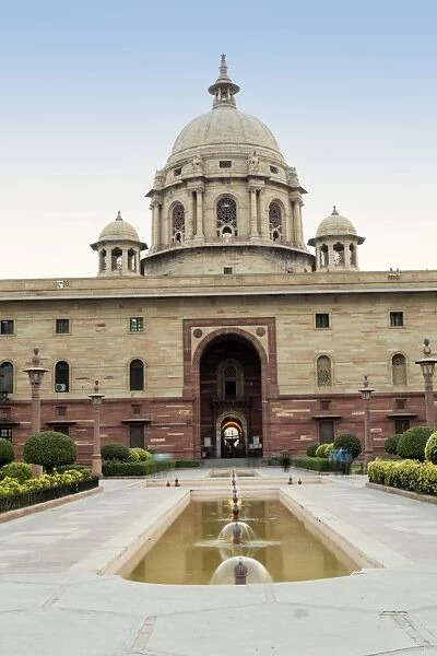 The Secretariat, parliament buildings by Herbert Baker on Raisina Hill at the end of the Rajpath, New Delhi, India, Asia