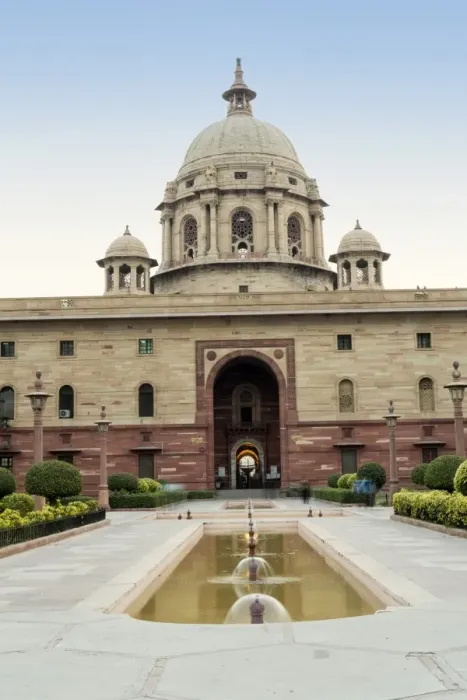 Framed Print : The Secretariat, parliament buildings by Herbert Baker on Raisina Hill at the end of the Rajpath, New Delhi, India, Asia Framed Print : The Secretariat, parliament buildings by Herbert Baker on Raisina Hill at the end of the Rajpath, New Delhi, India, Asia