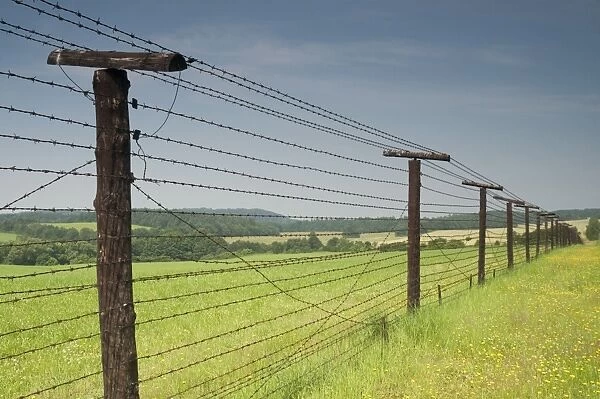 Only section that remains of Iron Curtain in Czech Republic, 350m length of barbed wire fence