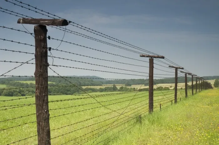 Framed Print : Only section that remains of Iron Curtain in Czech Republic, 350m length of barbed wire fence Framed Print : Only section that remains of Iron Curtain in Czech Republic, 350m length of barbed wire fence