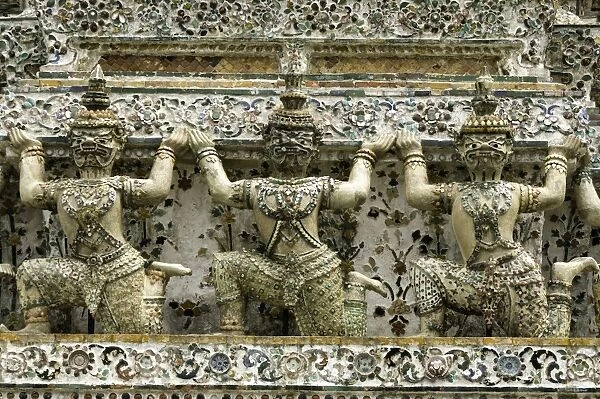 Section of the Wat Arun (Temple of the Dawn), Bangkok, Thailand, Southeast Asia, Asia