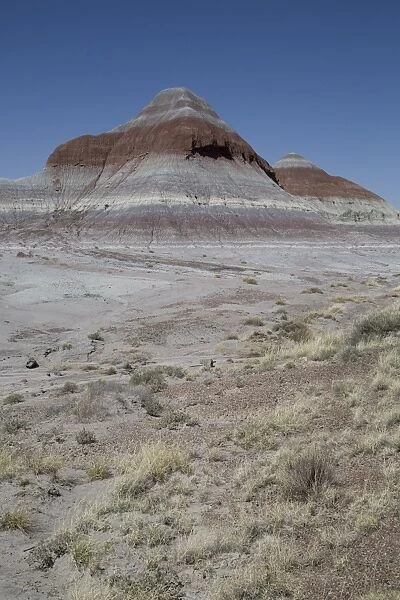 Sedimentary layers of bluish bentonite clay, The Tepees, Petrified Forest National Park, Arizona, United States of America, North America