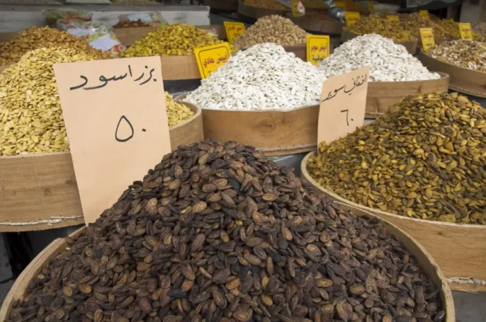 Framed Print : Seed and nut stall near King Hussein mosque in downtown area Framed Print : Seed and nut stall near King Hussein mosque in downtown area