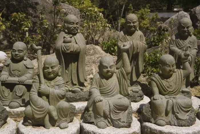 Framed Print : Selection from an army of 500 similar small Buddhas at Daishoin temple Framed Print : Selection from an army of 500 similar small Buddhas at Daishoin temple