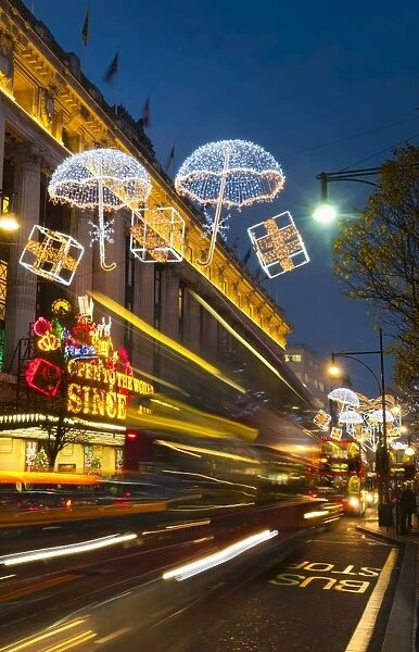 Selfridges and Christmas lights, Oxford Street, London, England, United Kingdom, Europe