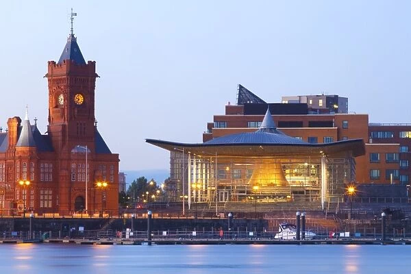 The Senedd (Welsh National Assembly Building) and Pier Head Building, Cardiff Bay