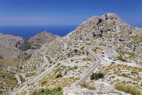 Serpentine road to the bay Cala de Sa Calobra, Majorca (Mallorca), Balearic Islands (Islas Baleares), Spain, Mediterranean, Europe