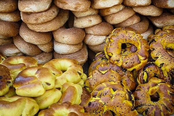 Sesame round bread in the Old City, Jerusalem, Israel, Middle East