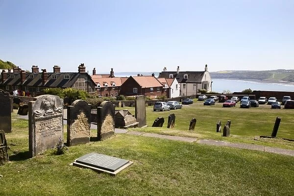 The setting of Anne Brontes grave on Castle Hill overlooking South Bay, Scarborough, North Yorkshire, Yorkshire, England, United Kingdom, Europe