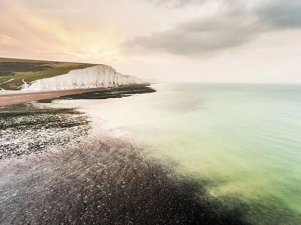 The Seven Sisters chalk cliffs, South Downs National Park, East Sussex, England, United Kingdom