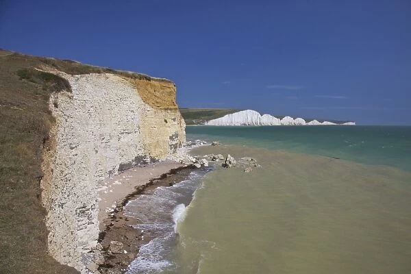 Seven Sisters white chalk cliffs, East Sussex, England, United Kingdom, Europe