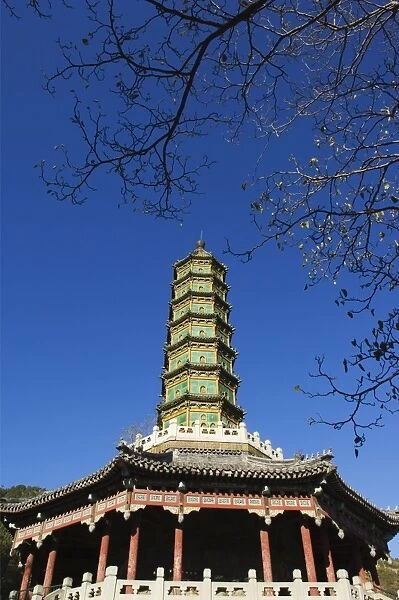 A seven tier pagoda in Fragrant Hills Park in the Western Hills, Beijing, China, Asia