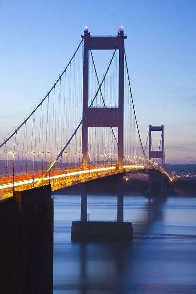 Severn Estuary and First Severn Bridge, near Chepstow, South Wales, Wales