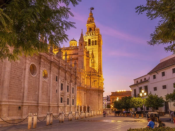 Seville Cathedral of Saint Mary of the See, and La Giralda bell tower at sunset, UNESCO
