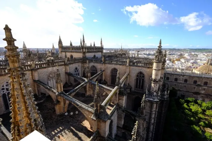 Framed Print : Seville Cathedral seen from Giralda bell tower, UNESCO World Heritage Site, Seville Framed Print : Seville Cathedral seen from Giralda bell tower, UNESCO World Heritage Site, Seville