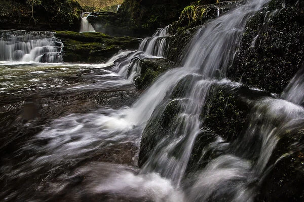 Sgwd Isaf Clun-Gwyn waterfall, Pontneddfechan, Powys, Wales, United Kingdom, Europe