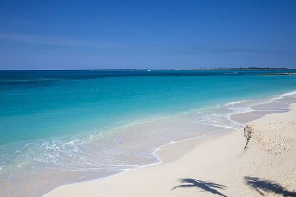 Shadow of palm treees on Cabbage Beach, Paradise Island, Nassau, Bahamas, West Indies